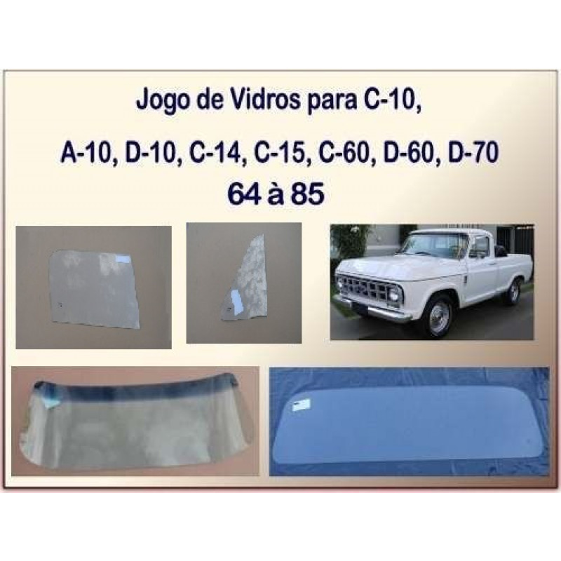 Vidros Incolor C-10, C-14, C-15, D-10 e A-10 1964 a 1985 - Jogo