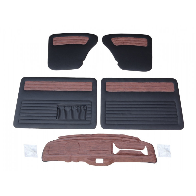 Capa do Painel Jacarandá + Forro de Porta e Lateral Preto c/ Jacarandá Fusca até 1974 - Jogo