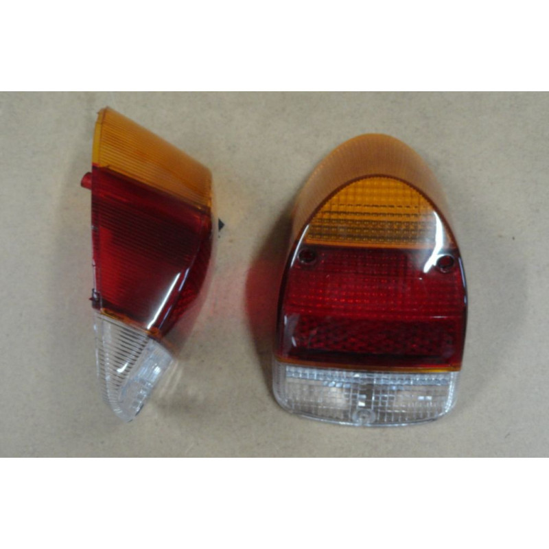 Lente Lanterna Traseira Fusca 1300 1300L 1500 Tricolor Acrílico - Par