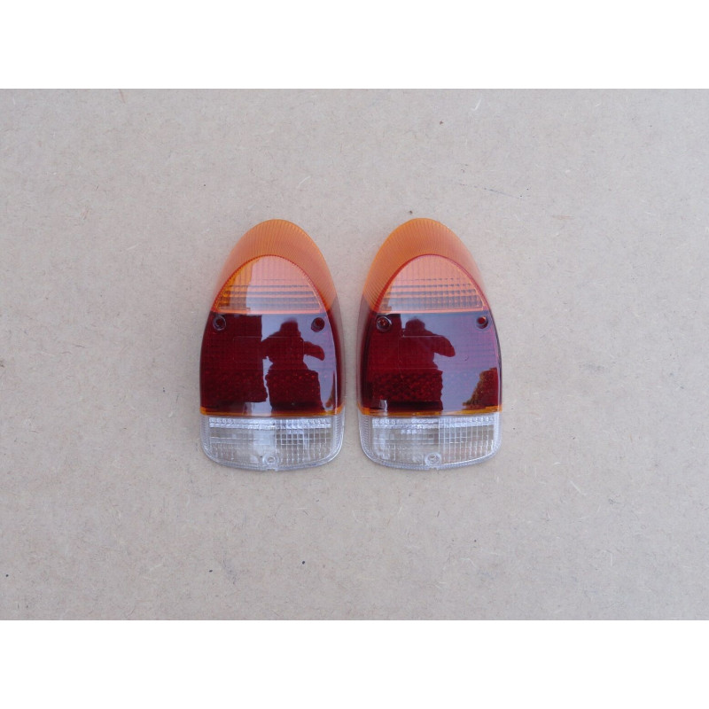 Lente Lanterna Traseira Fusca 1300 1300L 1500 Tricolor Plástico Par