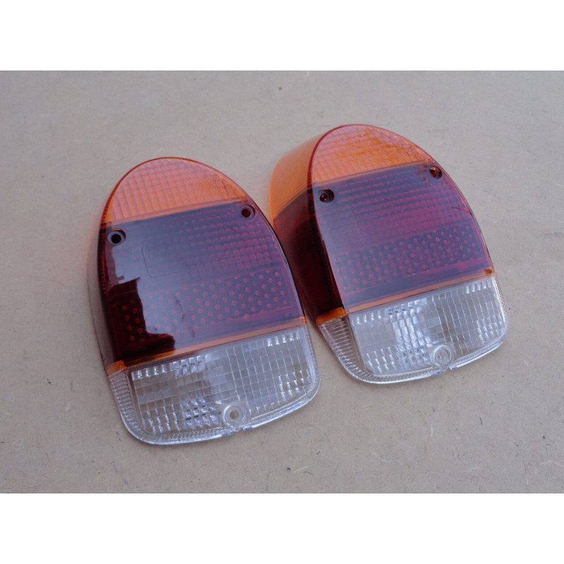 Lente Lanterna Traseira Fusca 1300 1300L 1500 Tricolor Plástico Par