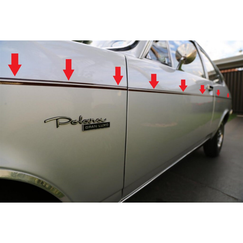 Friso Lateral Dodge Polara Preto E Cromado - Jogo