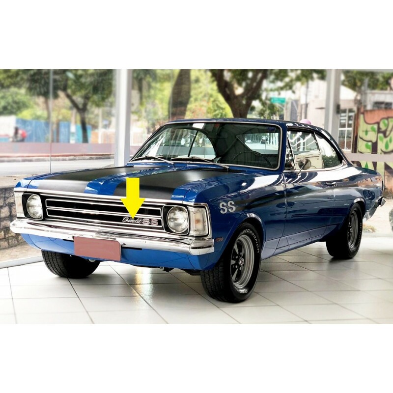 Emblema Chevrolet Opala 71 a 74 da Grade Bico do Capô e Traseira Contorno Preto