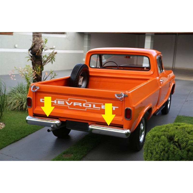 Parachoque Traseiro C-14 C-10 D-10 Aço Cromado Padrão Original Reprodução - Par