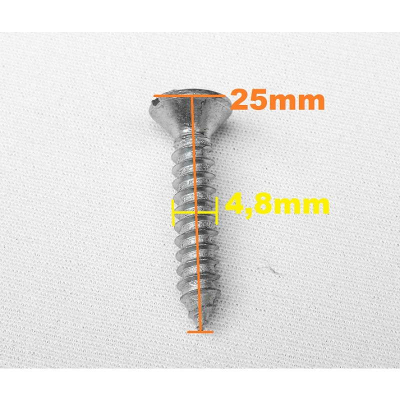 Parafuso Cabeça Cônica Fenda 4,8 X 25mm Auto Atarraxante Zincado Jogo com 10