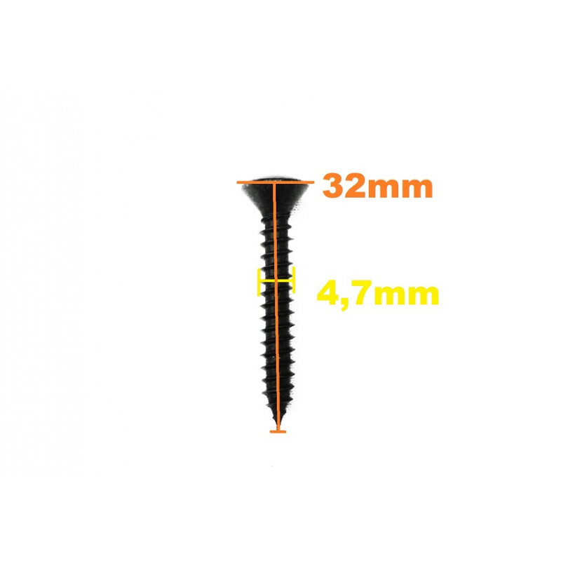 Parafuso Cabeça Cônica Phillips 4,7 x 32mm Auto Atarraxante Preto Jogo com 10
