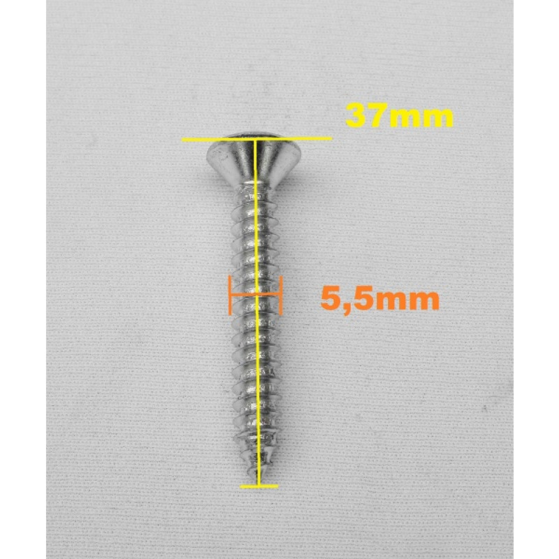 Parafuso Cabeça Cônica Phillips 5,5 x 37 Auto Atarraxante Zincado Jogo c/ 10