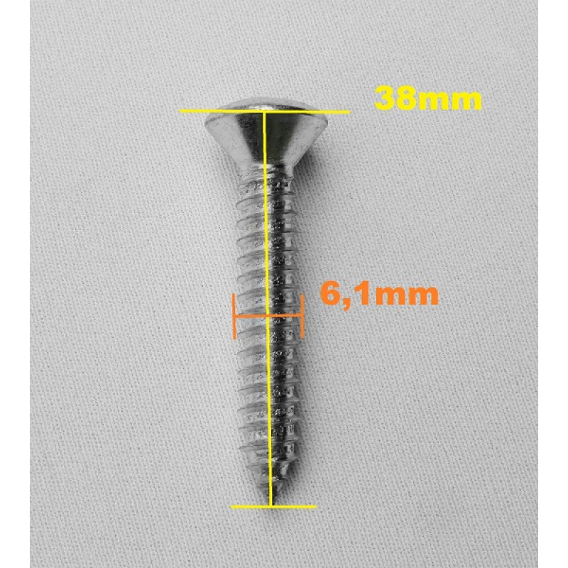 Parafuso Cabeça Cônica Phillips 6,1 x 38 Auto Atarraxante Zincado Jogo c/ 10