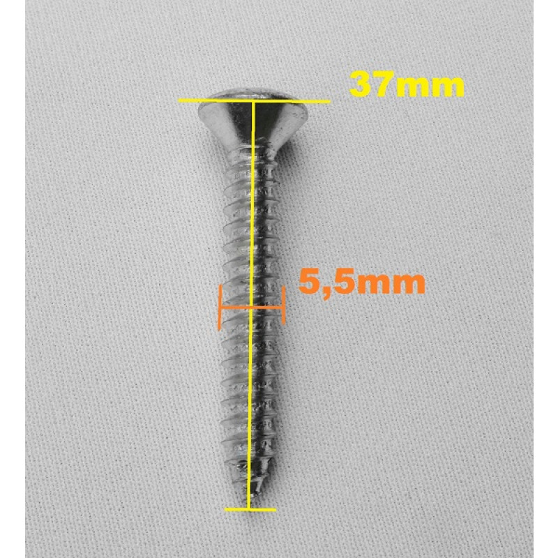 Parafuso Cabeça Cônica Phillips 5,5 x 37 Auto Atarraxante Zincado Jogo c/ 10