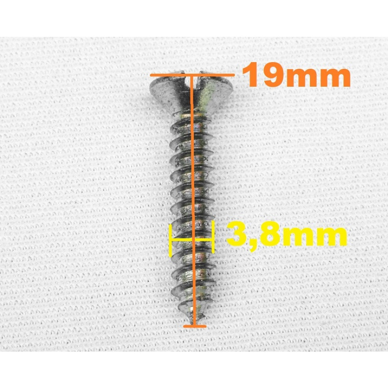 Parafuso Cabeça Cônica Fenda 3,8 x 19mm Auto Atarraxante Zincado Jogo com 10