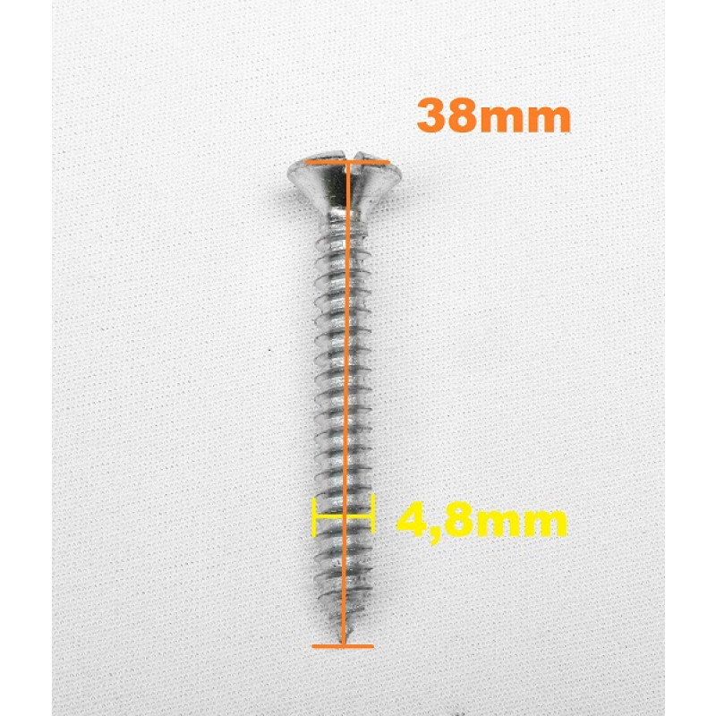 Parafuso Cabeça Cônica Fenda 4,8 x 38mm Auto Atarraxante Zincado Jogo com 10