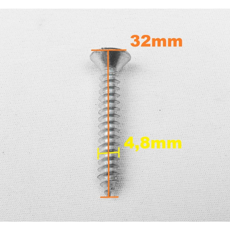 Parafuso Cabeça Cônica Fenda 4,8 x 32mm Auto Atarraxante Zincado Jogo com 10