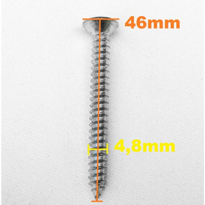 Parafuso Cabeça Cônica Phillips 4,8 x 46mm Auto Atarraxante Zincado Jogo com 10