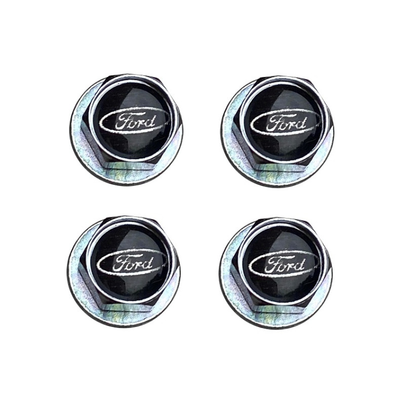 Parafuso Placa Logo Ford Resinado Preto Jogo com 4