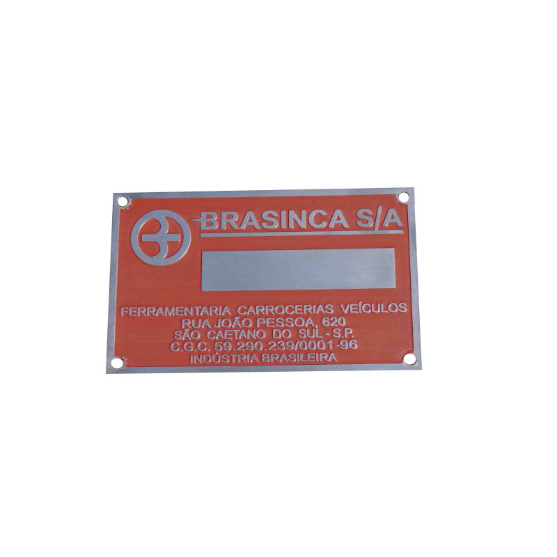 Plaqueta de Identificação da Caçamba Brasinca Nova