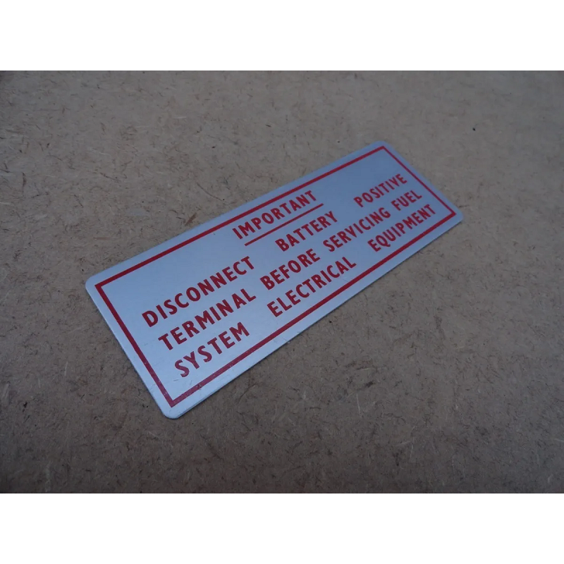 Plaqueta Da Bateria Jaguar E-Type Series Important Disconnect