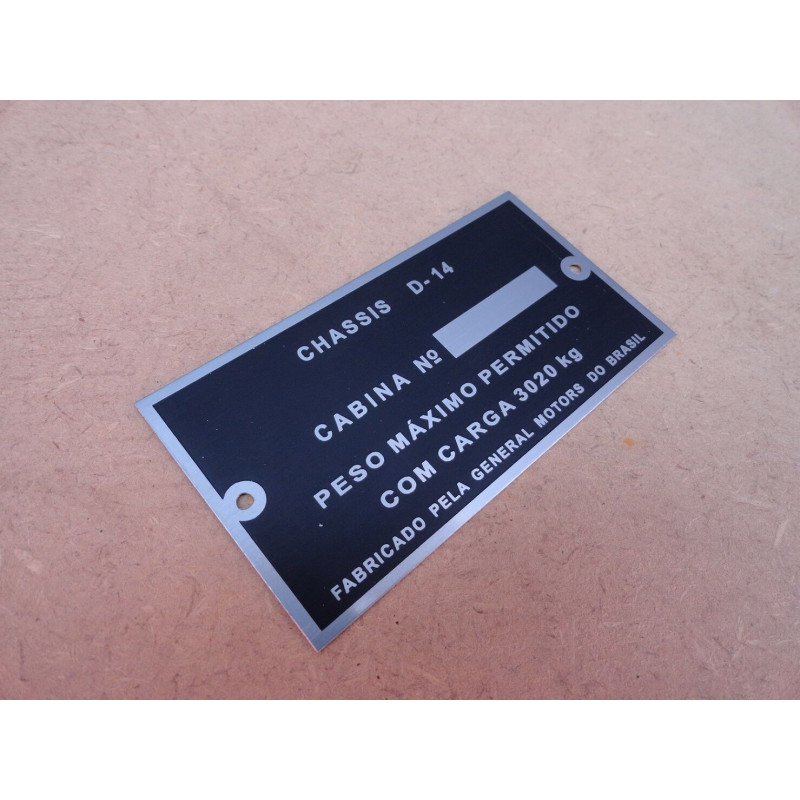 Plaqueta De Identificação D-10 1979 A 1985 Reprodução