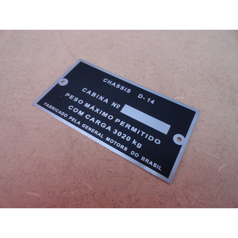 Plaqueta De Identificação D-10 1979 A 1985 Reprodução