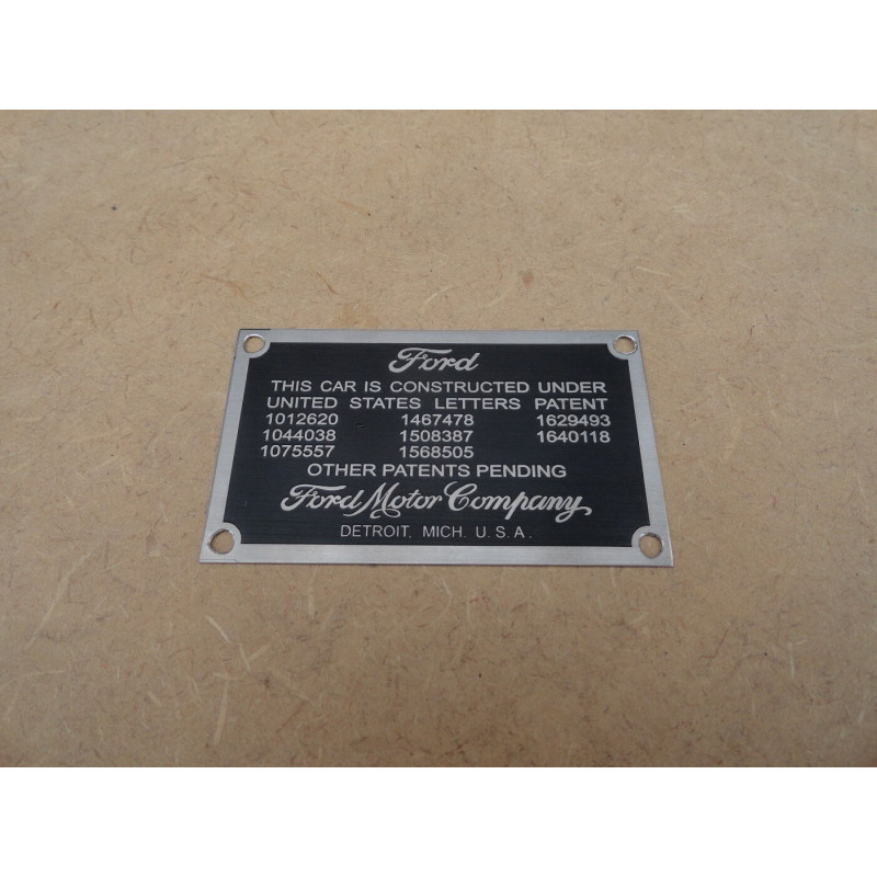 Plaqueta Patente Cofre Do Motor Fordinho Model A 1928 a 1931