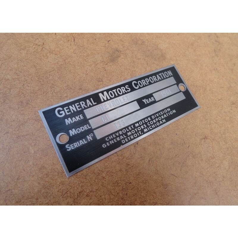 Plaqueta Identificação Chevrolet Automóvel e Pick Up Década 50 60