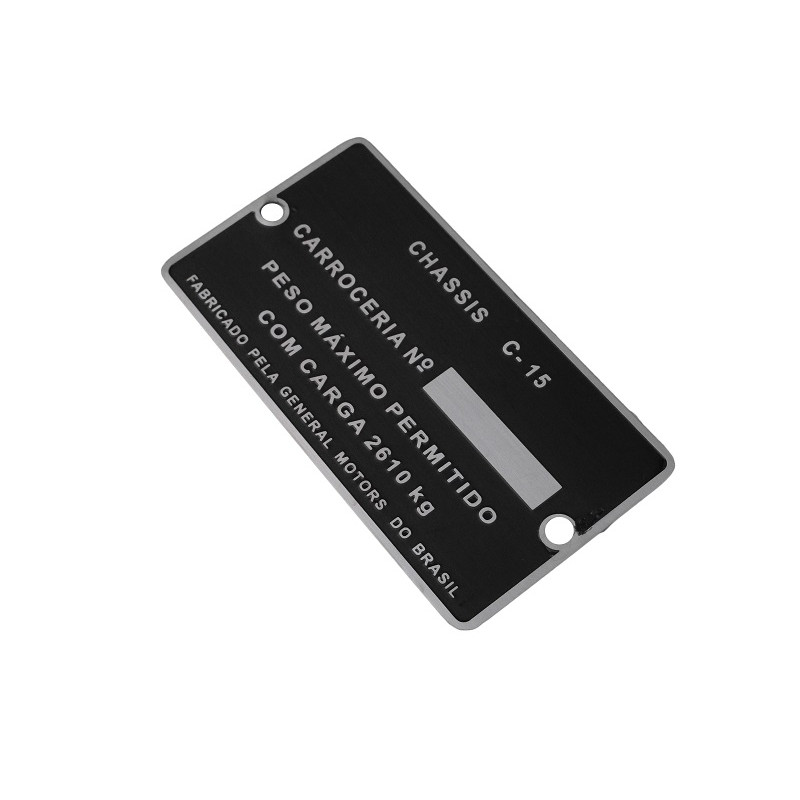 Plaqueta de Identificação Carroceria Chevrolet C-15 Reprodução Novo