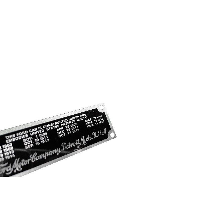 Plaqueta Patente Ford Model T 1919 a 1925 Importada Nova