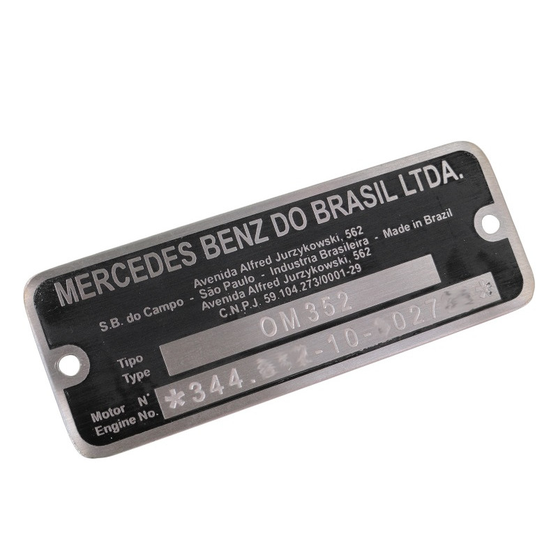 Plaqueta Identificação Motor Caminhão Mercedes com Gravação Baixo Relevo