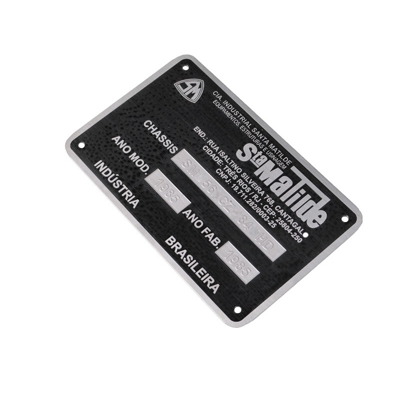 Plaqueta Identificação Chassi Ano Santa Matilde Gravada Alto Relevo