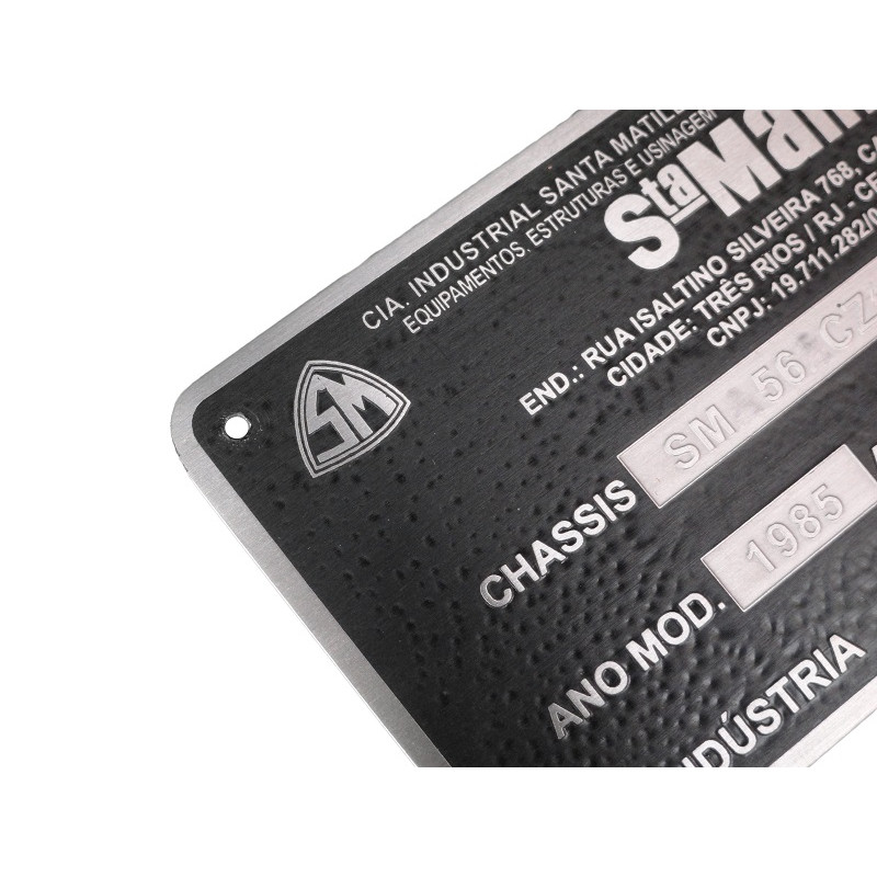 Plaqueta Identificação Chassi Ano Santa Matilde Gravada Alto Relevo