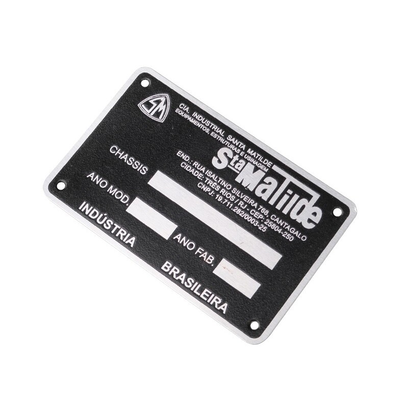 Plaqueta Identificação Chassi Ano Santa Matilde Sem Gravação