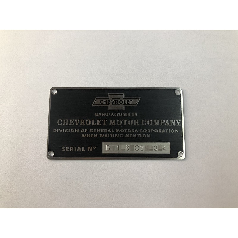 Plaqueta Chassi Identificação Chevrolet Sapo Bagre 1947 a 1955 Gravada