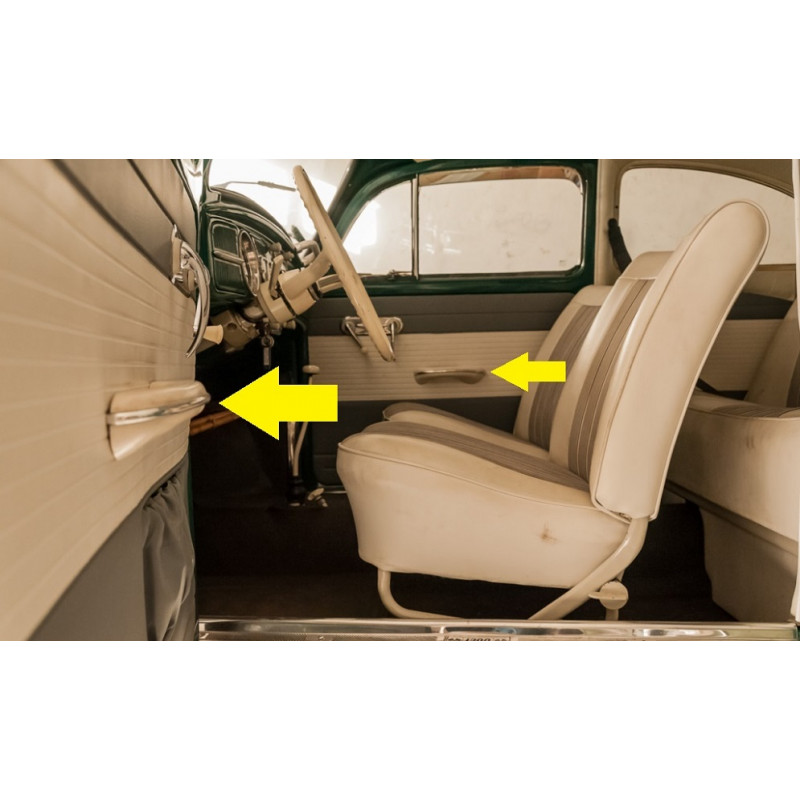 Puxador Porta Apoio Braço Fusca Até 1970 Bege C/ Friso Par