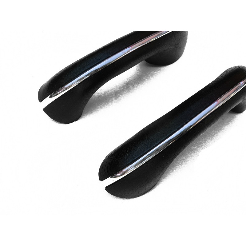 Puxador Porta Apoio Braço Fusca Até 1970 Preto C/ Friso Par