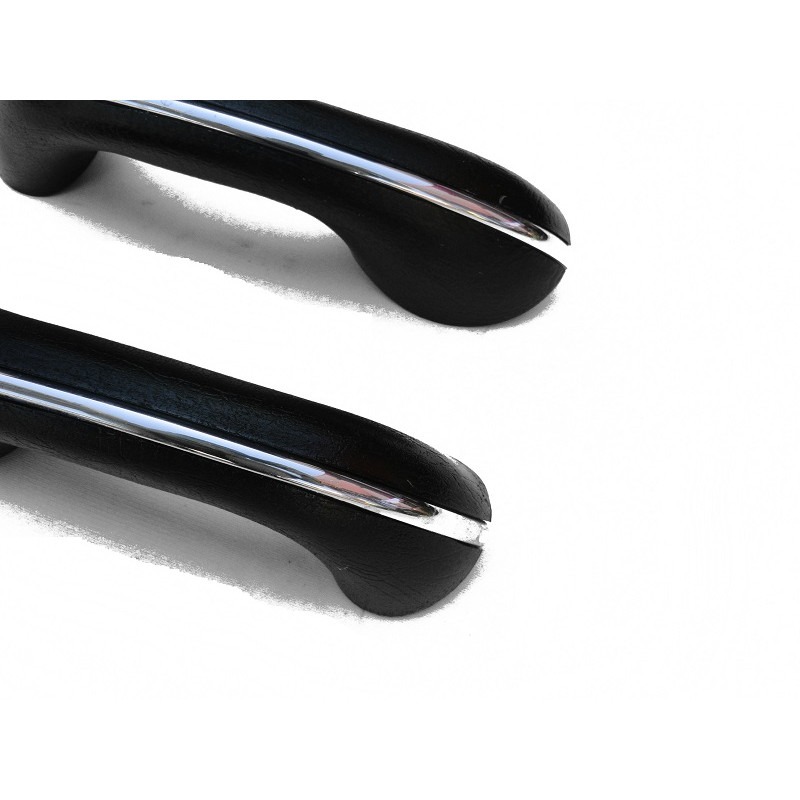 Puxador Porta Apoio Braço Fusca Até 1970 Preto C/ Friso Par