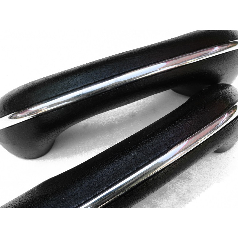 Puxador Porta Apoio Braço Fusca Até 1970 Preto C/ Friso Par