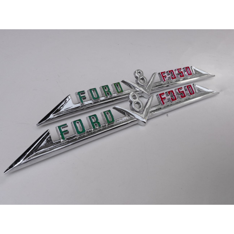 Emblema Ford F-350 V8 1965 À 1968 Original Usado - Par