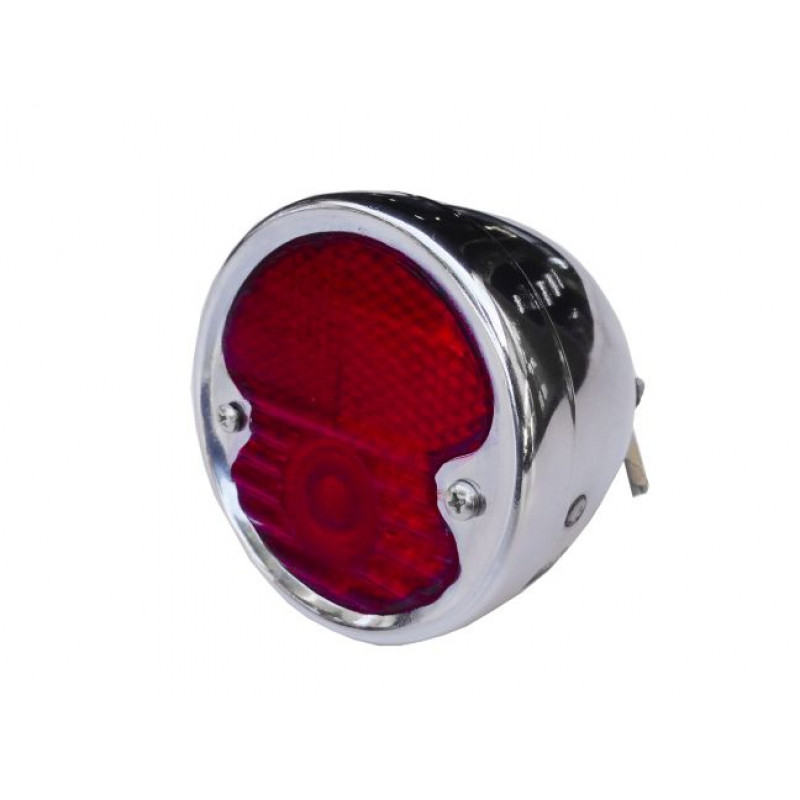 Lanterna Traseira Redonda Universal Pick Up Antiga Cromada Com Visor