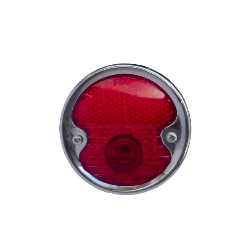 Lanterna Traseira Redonda Universal Pick Up Antiga Cromada Com Visor