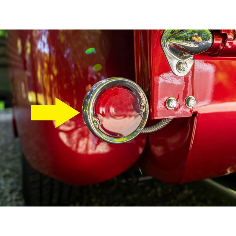 Lanterna Traseira Redonda Universal Pick Up Antiga Cromada Com Visor