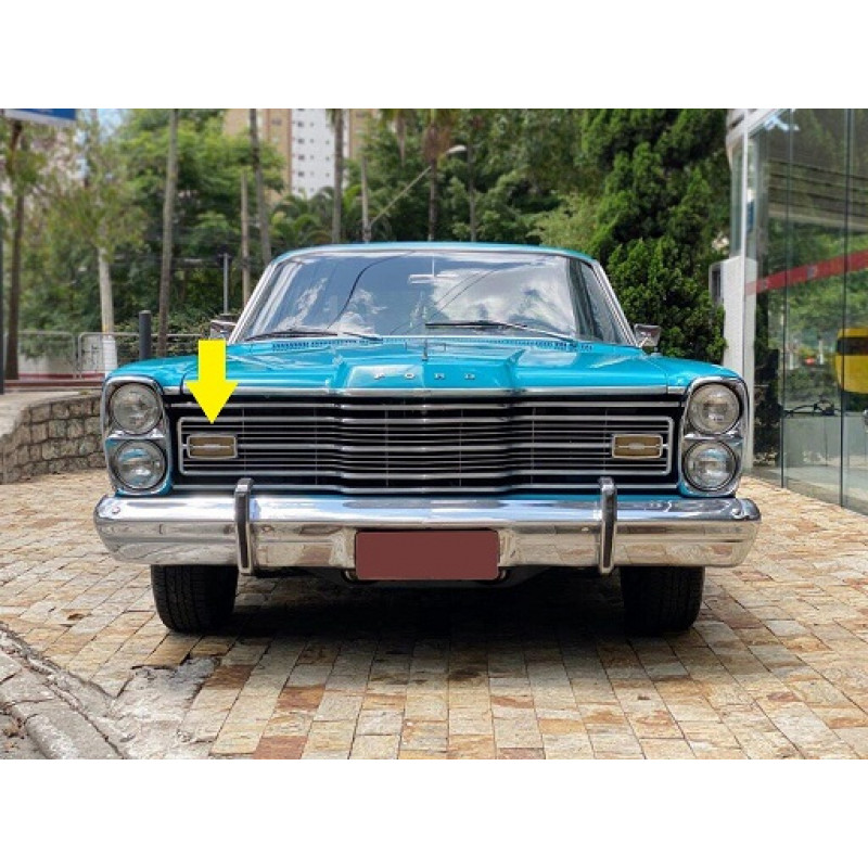 Lente E Moldura Pisca Dianteiro Galaxie Landau 73 À 75 Original Unitário