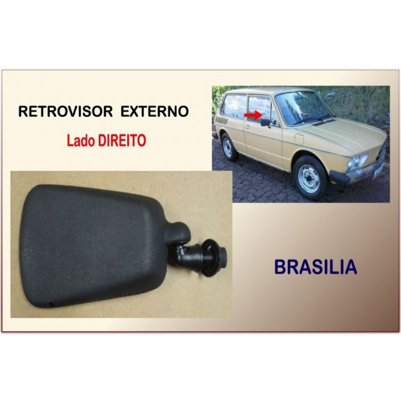Retrovisor Direito Preto Brasília