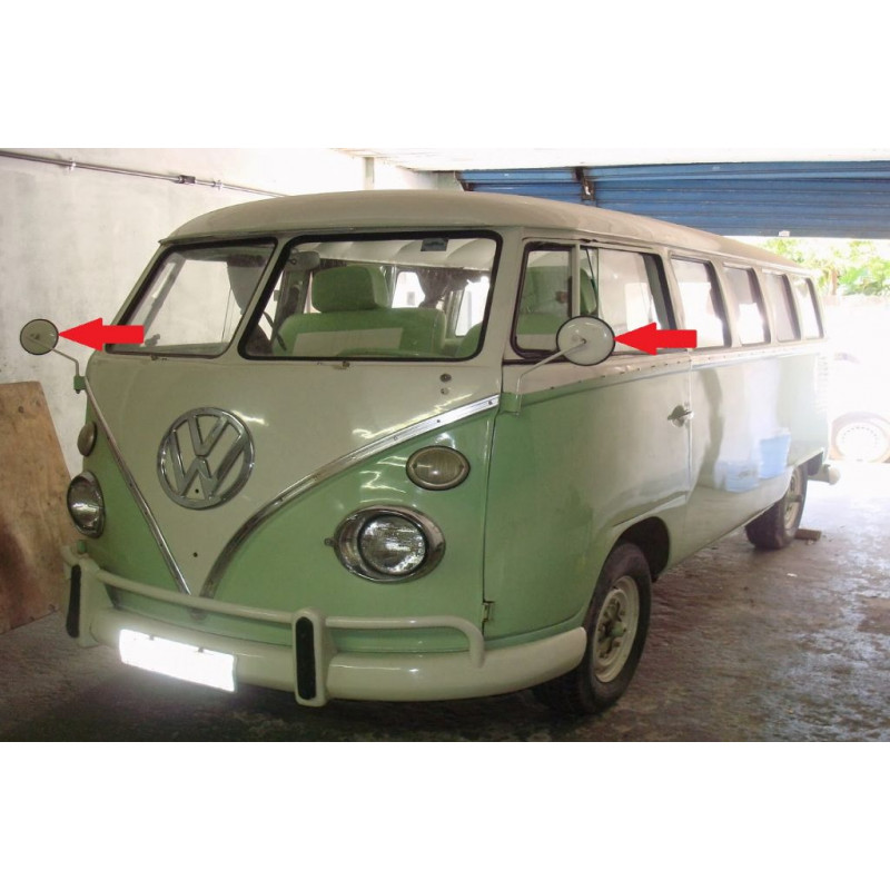 Retrovisor Externo com Haste Branco Kombi 1959 à 1975 Novo - Par