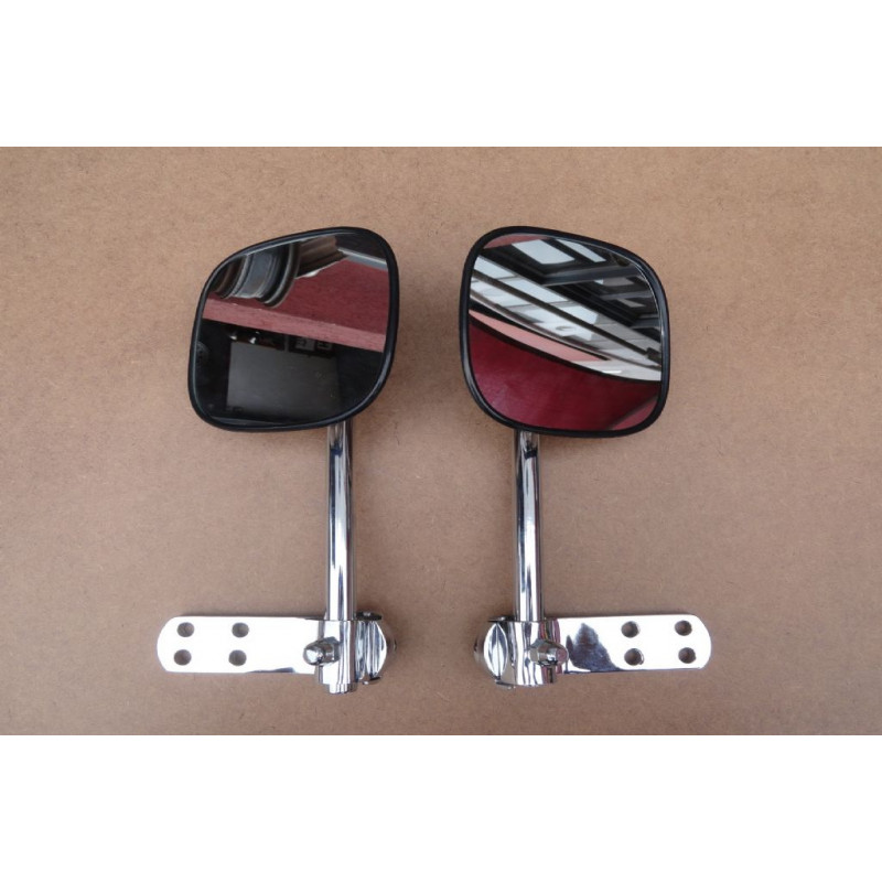 Retrovisor Externo Quadrado com Haste Cromado F-100 1953 à 1971 Novo - Par