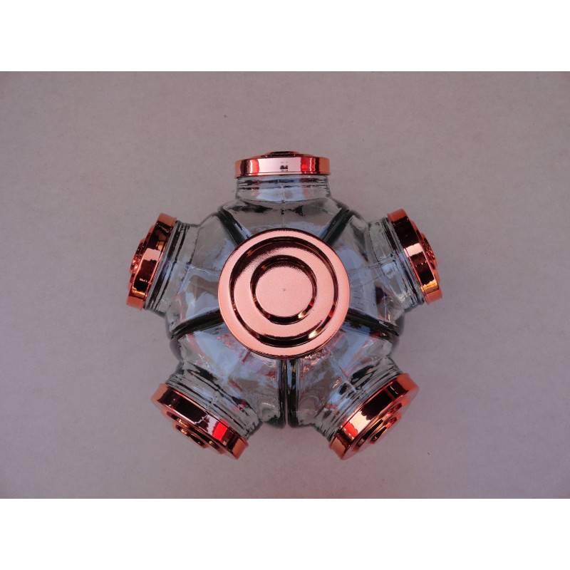 Baleiro Giratório Médio Em Vidro Decorativo Tampa Cobre