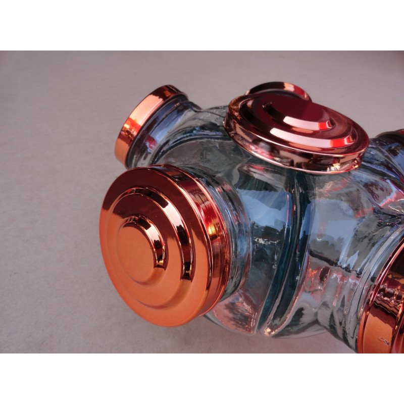 Baleiro Giratório Médio Em Vidro Decorativo Tampa Cobre