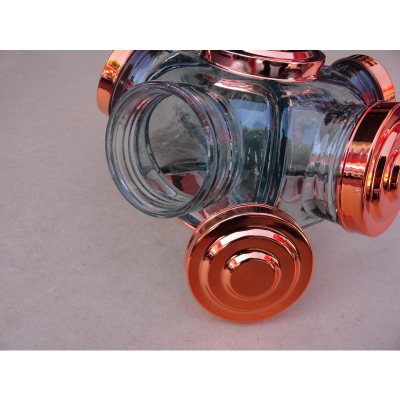 Baleiro Giratório Médio Em Vidro Decorativo Tampa Cobre