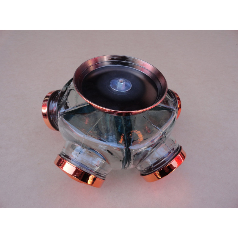 Baleiro Giratório Médio Em Vidro Decorativo Tampa Cobre