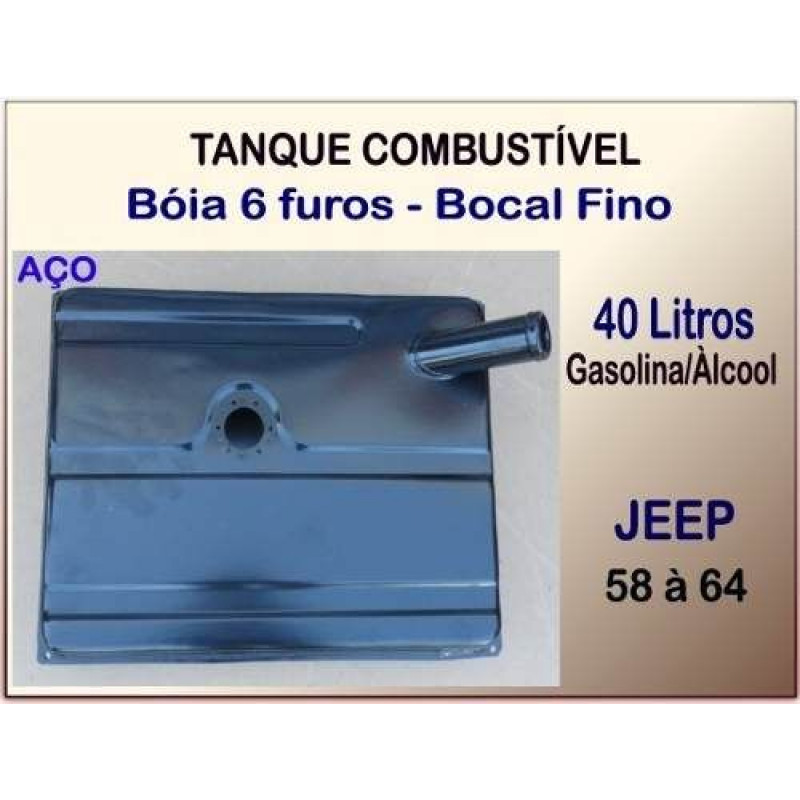 Tanque Combustível 40 Litros 58 à 64 Bóia 6 Furos Bocal Fino