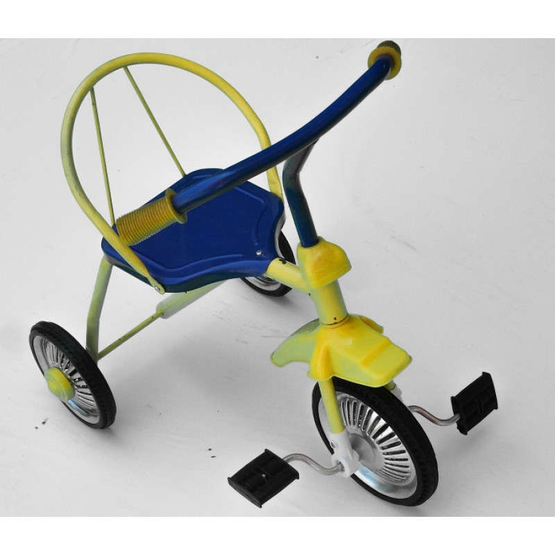 Triciclo Infantil  Estilo Antigo Retrô Amarelo e Azul Novo 