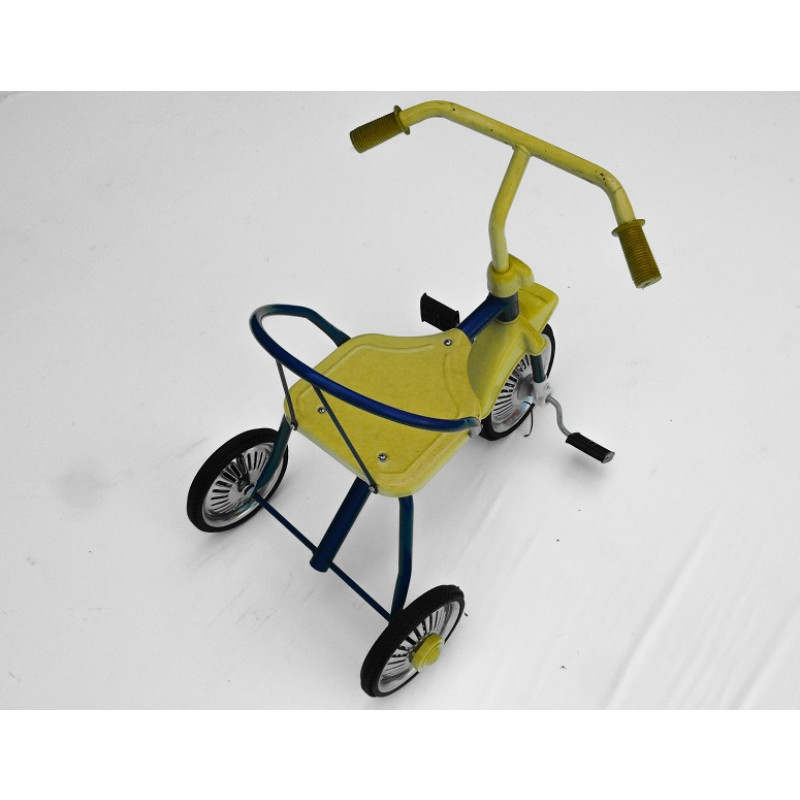 Triciclo Infantil  Estilo Antigo Retrô Amarelo e Azul Novo 